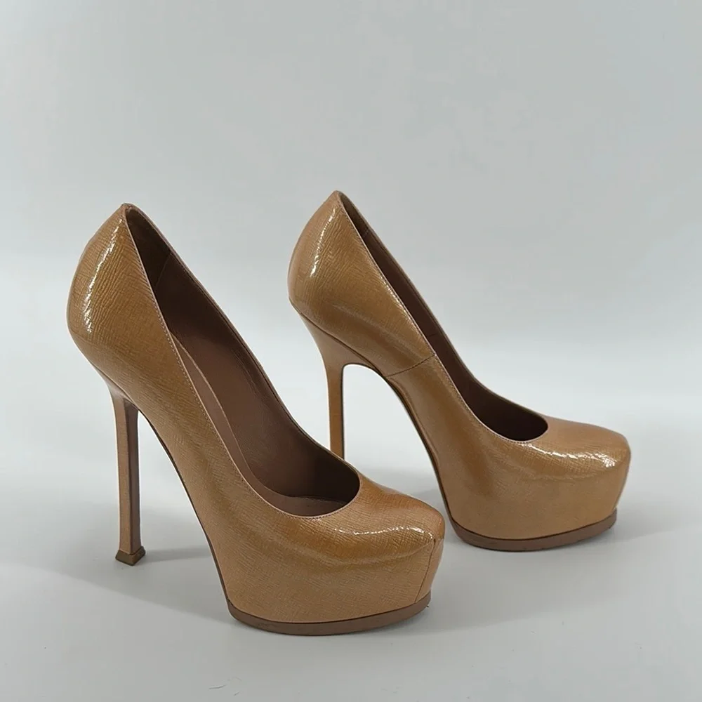 Yves Saint Laurent Tan Stiletto‎ Heels with Platform Size 35.5